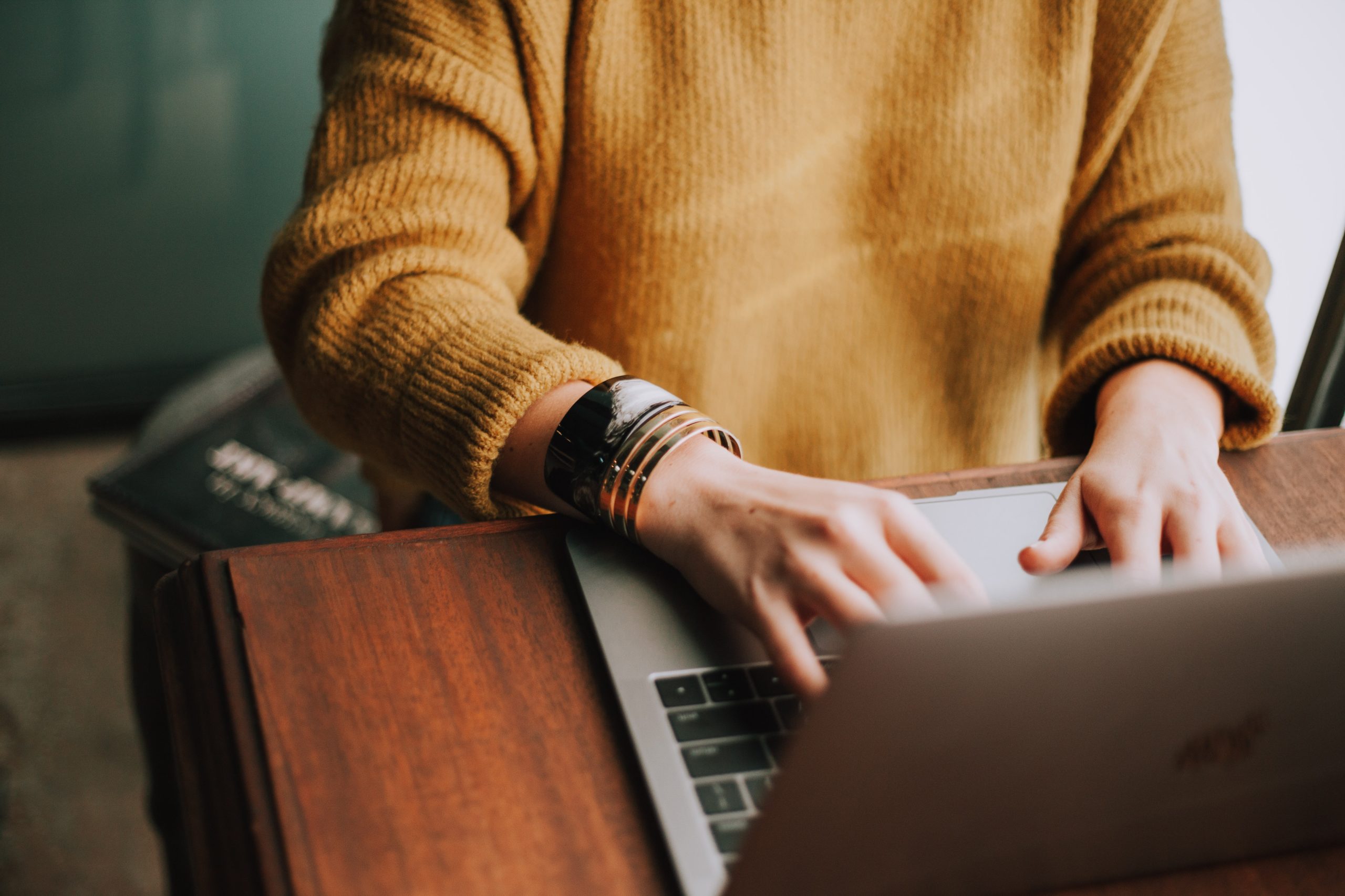 woman using laptop